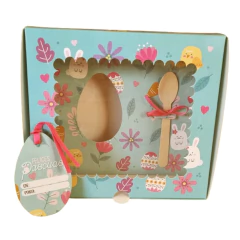 CAJA PARA MEDIO HUEVO DE PASCUA CON CUCHARA DE BAMBOO