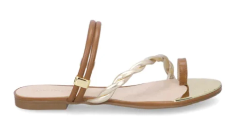 Chinelo Luz da Lua Couro Atacama Ambar com dourado Original