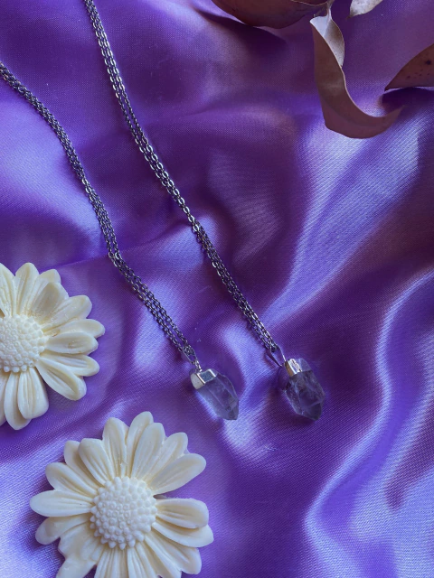 Collar Elemental - Cuarzo Cristal (plateado)