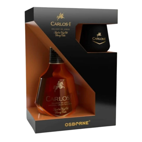 Brandy OSBORNE CARLOS I Solera Gran Reserva Con estuche y Vaso- Jerez de la Frontera, España
