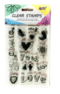 Kit Sellos Silicona Transparente x 15 u ¨ LOVE ¨ Cód: #30 , CD