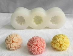 Molde Silicona Flex Velas Toparios x 3 Rosas #2E7 , CL