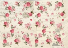 Lamina de Seda, ¨ Rosas ¨ Cód: CARN3H , Shabby Chic