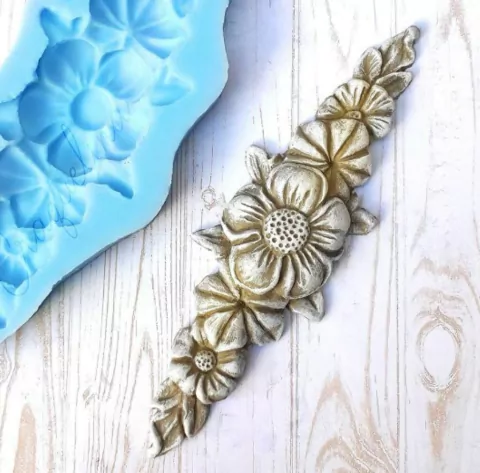 Molde Silicona ¨ Feston de Flores Recto ¨ Craquelina