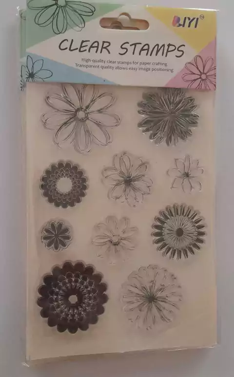 Kit Sellos Silicona Transparente x 10 u ¨Flores Grandes¨ Cod: #9 , CD