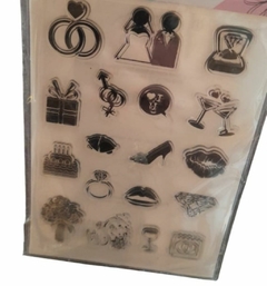 Kit Sellos Silicona Transparente x 18u ¨ Amor¨ Cód: #10 ,CD
