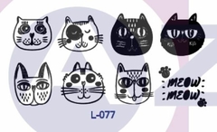 Sellos BAJO Relieve, Set x 8 u ¨ Gatitos ¨ Cod: L077 . Azul Laser
