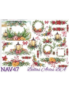 Lamina de Seda, Navidad Cód: NAV47 , Shabby Chic