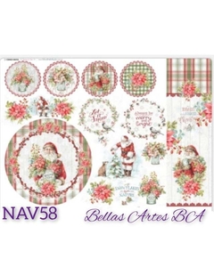 Lamina de Seda, Navidad . Cód: NAV58 , Shabby Chic