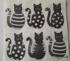 Servilleta Decoupage ¨Gatos BYN ¨ Cód: NML 9