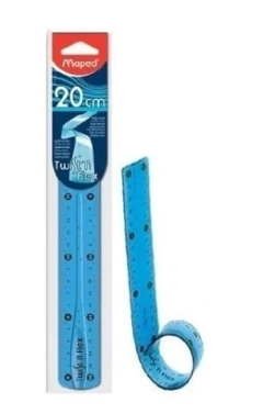 Regla x 20 cm Twist´n Flex, Azúl.