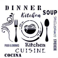 Stencil ¨ Dinner ¨ 30x30 cm . Cód: STE23 . TITINAS