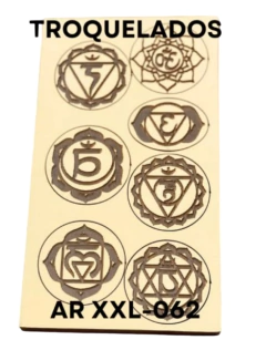 Sello Placa Troquelado AR ¨ Chakras ¨ x 7 u . Cód: XXL062 , Azul Laser
