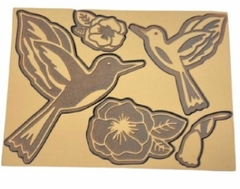 Sello Troquelado AR y BR ´´ Colibrí y Flor ´´ XXL046 . Azul Laser
