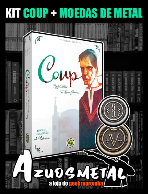 Kit Coup (2ª Edição) + Moedas de Metal - Jogo de Cartas [Grok Games]