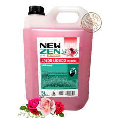 Bidón de jabón líquido de manos de 5 litros, fragancia a rosas, aprobado por anmat, sin parabenos e hipoalergénico.