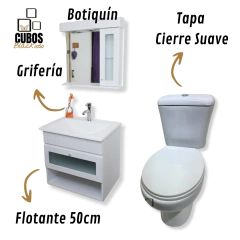Vanitory 50cm Flotante + Griferia + Botiquin + Inodoro - comprar online