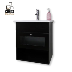 Vanitory 50cm Flotante + Griferia + Botiquin + Inodoro - Cubos blackioso