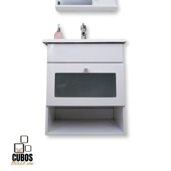 Vanitory 50cm Flotante + Griferia + Botiquin + Inodoro