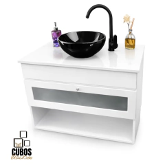 Vanitory 60cm Flotante Laqueado + Bacha + Griferia - tienda online