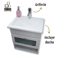 Vanitory 50cm Flotante Laqueado + Griferia monocomando - comprar online