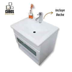 Vanitory Flotante Laqueado + Bacha 60cm