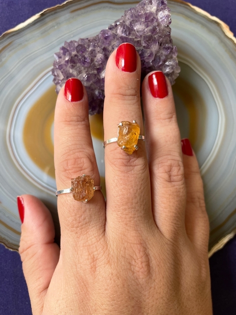 Anel Regulável Topázio Imperial em Prata 925 - Fortuna e Crescimento Material