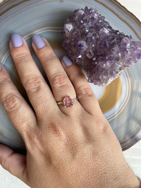 Anel Turmalina Rosa na Prata 925- Merecimento e Aceitação