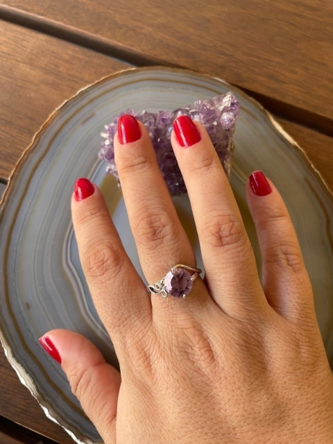 Anel Ametista em Prata 925 - Tam 18 - Transmutação