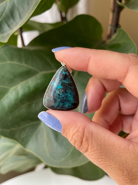 Pingente Crisocola na qualidade especial em Prata 925 - cura física