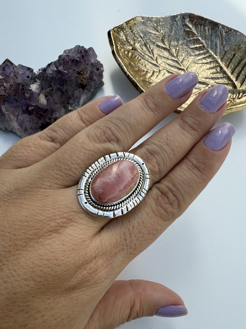 Anel Rodocrosita em Prata 925 - Cura Emocional - comprar online