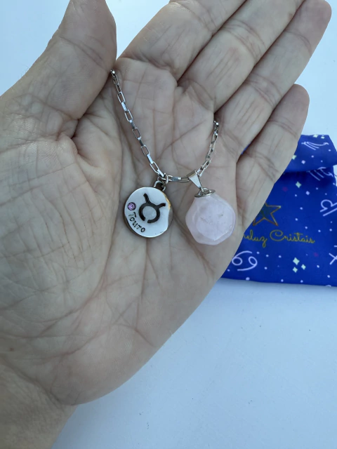 Colar dos Signos - Touro - Quartzo Rosa - comprar online