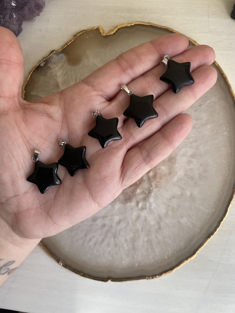 Pingente Estrela Obsidiana - aterramento