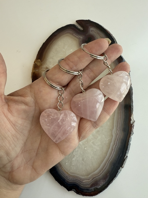 Chaveiro Coração Quartzo Rosa - Amor - comprar online