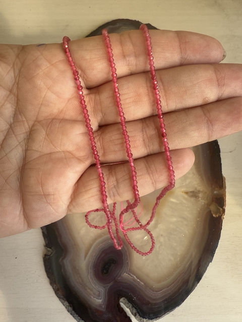 Colar Turmalina Rosa 2mm Multifacetado - Equilíbrio Emocional