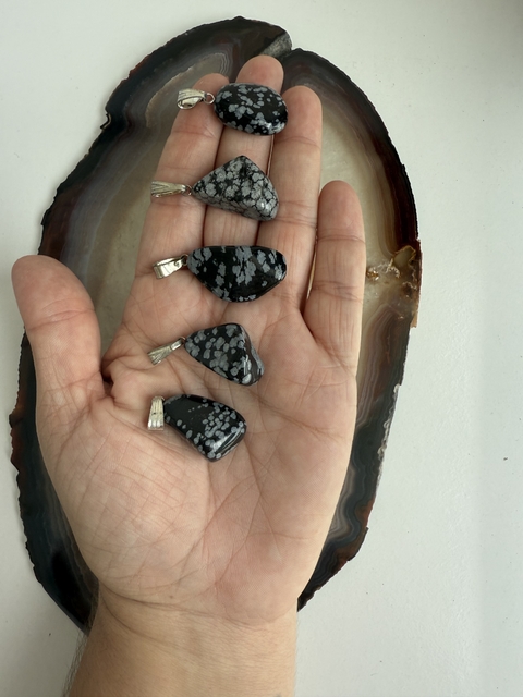 Pingente Obsidiana Flocos de Neve - Clareia a intuição