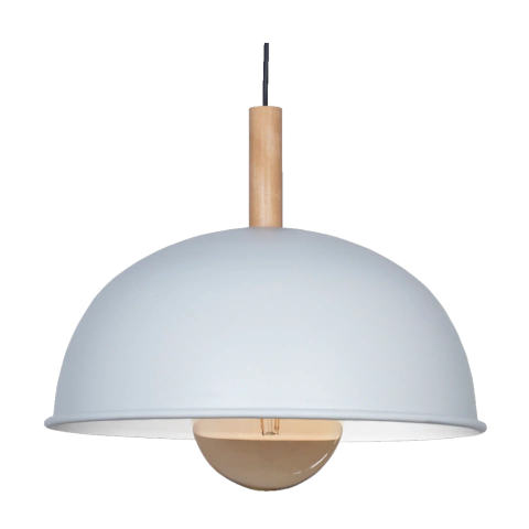 Colgante E27 media esfera blanco 34cm.