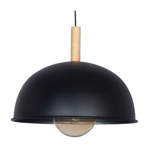 Colgante E27 media esfera negro 34cm.