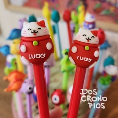 Lapicera Gatito de la Suerte Rojo