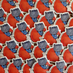 Sticker Gato Pelusa Cafe – Arte original Pintado a Mano - Dos Cronopios