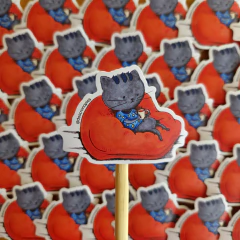 Sticker Gato Pelusa Cafe – Arte original Pintado a Mano - comprar online