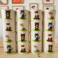 MACETA PINTADA A MANO ANIMALITOS DEL BOSQUE #2 - DOS CRONOPIOS en internet