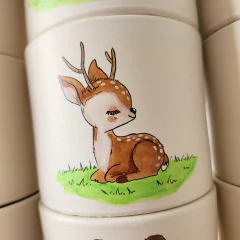 MACETA PINTADA A MANO ANIMALITOS DEL BOSQUE #3 CILINDRO - DOS CRONOPIOS - comprar online