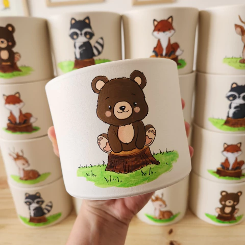 MACETA PINTADA A MANO ANIMALITOS DEL BOSQUE #2 - DOS CRONOPIOS