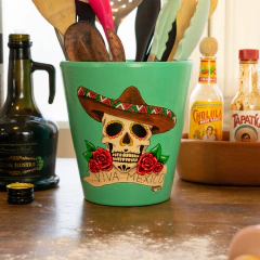 MACETA PINTADA A MANO CALAVERA MEXICANA #1 - DOS CRONOPIOS