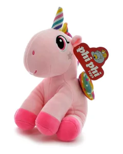 Peluche Unicornio Sentado Rosa 21cm
