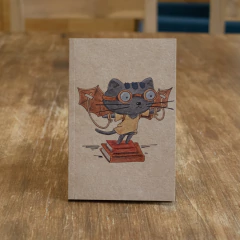 Libreta A6 Gato Pelusa con alas de cartón – Papel Ecológico + Ilustración Original - comprar online