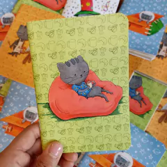 Libreta A6 (Pelusa y su café)