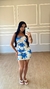 Vestido Drapeado Azul/Branco