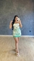 Vestido Drapeado Verde/Branco